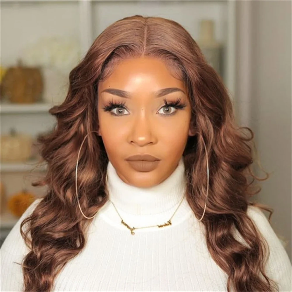 Ready To Wear Glueless Human Hair Wig Chocolate Brown Body Wave Lace Front Wig Pre Plucked Raw 4x4 5x5 Lace Closure Wig No Glue