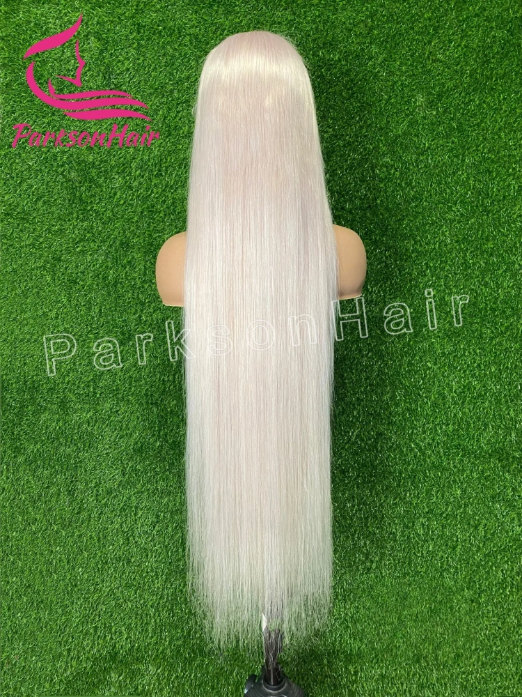 40 Inch Platinum Straight HD 13x6 13x4 Lace Frontal Wig Human Hair Wigs Pre-Plucking #60 White Swiss Lace Front Wig For Women
