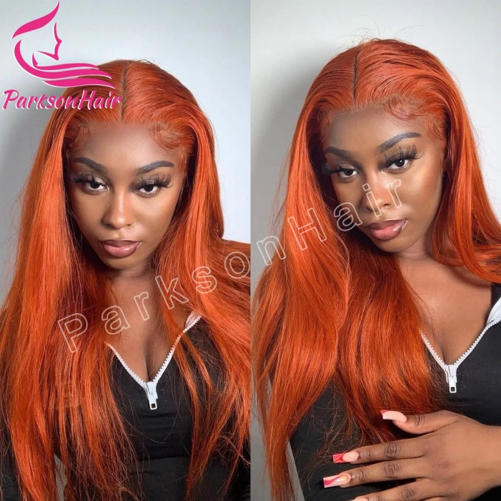 200% Ginger 13x4 Transparent Lace Front Human Hair Wigs For Women PrePlucked Straight Brazilian #350 Lace Frontal Wig Human Hair