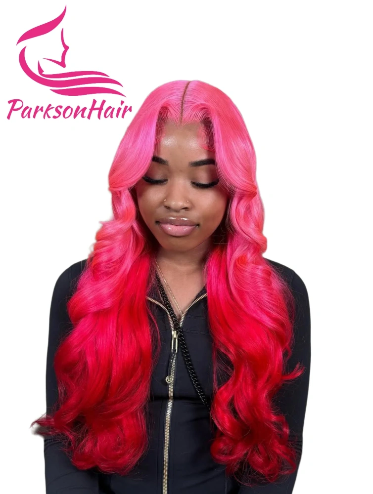 13x6 Body Wave Human Hair Wig Ombre Pink 13x4 Transparent Lace Front Wig Brazilian 613 Human Hair Wig For Women Pre-Plucking