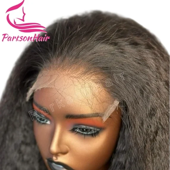 HD Lace Glueless Human Hair Wig Kinky Straight Lace Front Wig Pre Plucked Ready To Go 5x5 HD Human Hair Lace Closure Wig No Glue