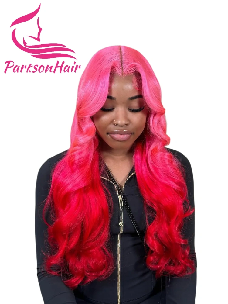 13x6 Body Wave Human Hair Wig Ombre Pink 13x4 Transparent Lace Front Wig Brazilian 613 Human Hair Wig For Women Pre-Plucking