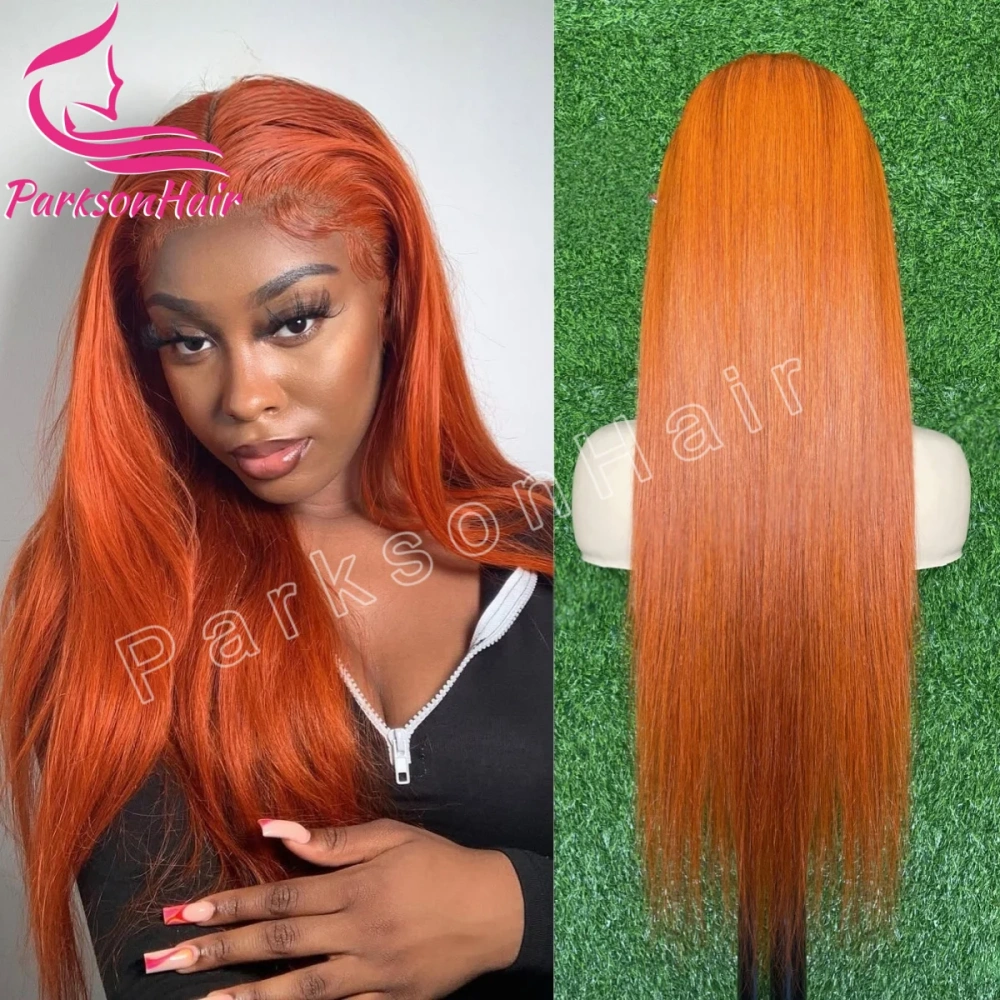 200% Ginger 13x4 Transparent Lace Front Human Hair Wigs For Women PrePlucked Straight Brazilian #350 Lace Frontal Wig Human Hair