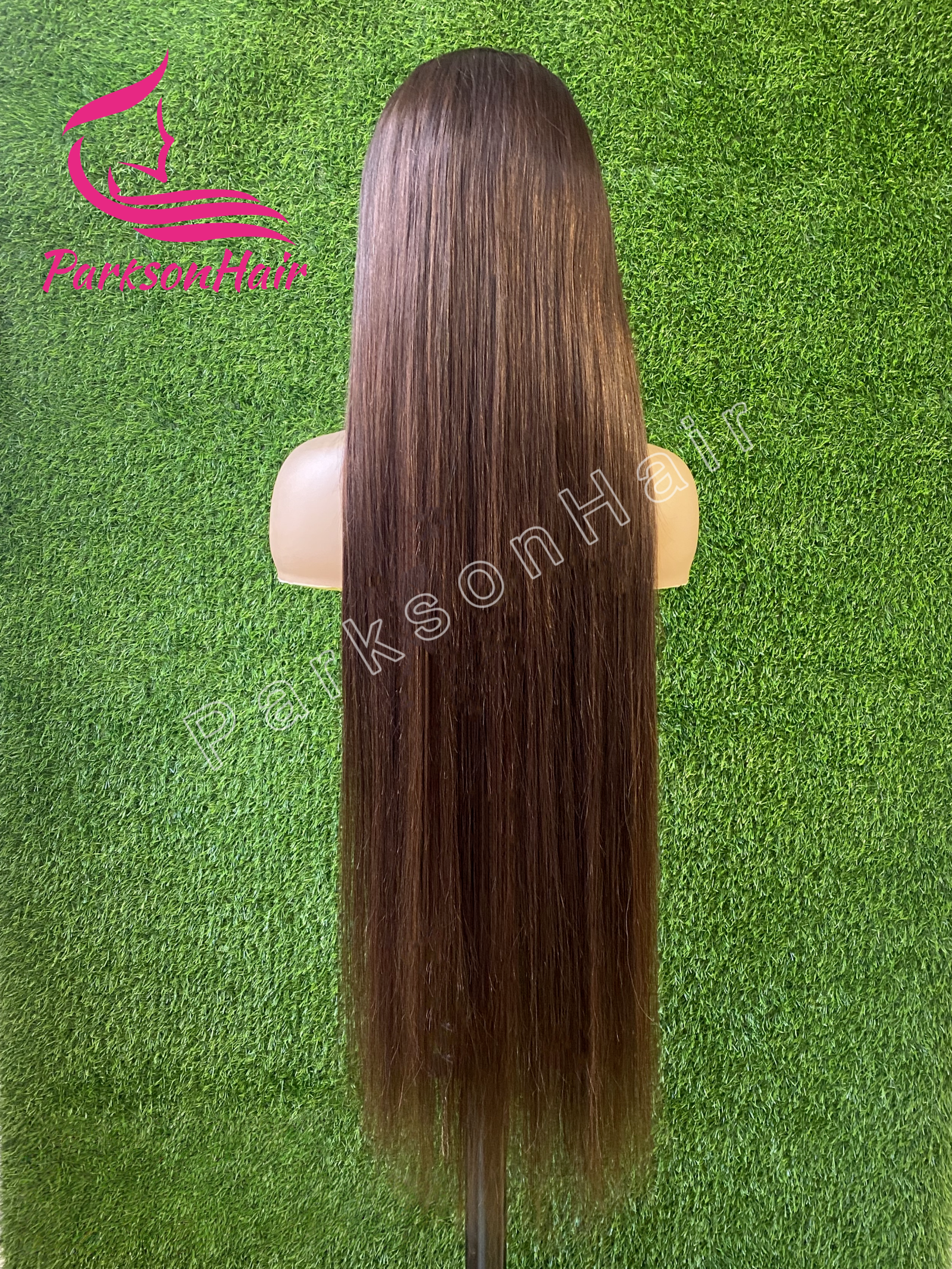 ParksonHair Chocolate Brown Human Hair Wigs 13x4 Transparent Full Lace Frontal Wig Straight Dark Brown Lace Wig Pre-Plucking