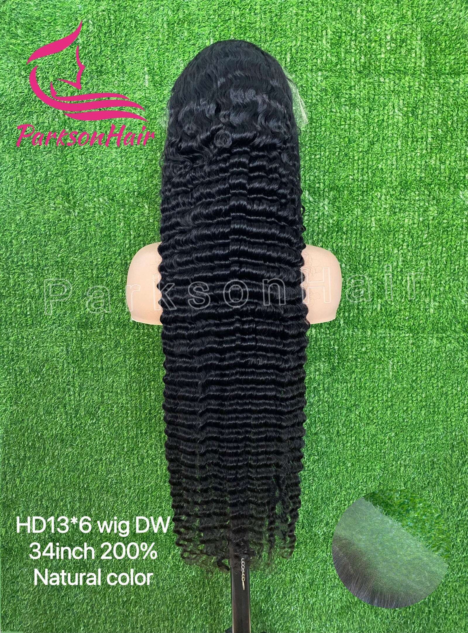 ParksonHair 13x4 HD Full Lace Front Curly Wigs Deep Wave Human Hair Wig Brazilian Swiss HD Full Frontal Wig For Women Pre Plucked Curly Wig