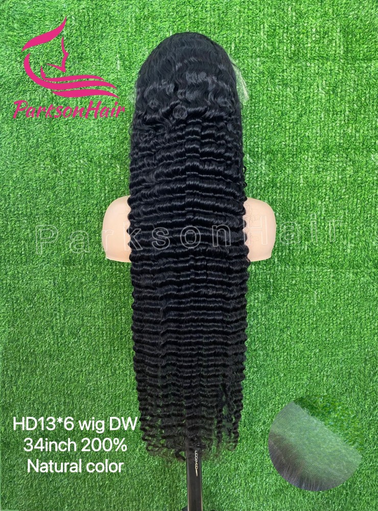 ParksonHair 13x4 HD Full Lace Front Curly Wigs Deep Wave Human Hair Wig Brazilian Swiss HD Full Frontal Wig For Women Pre Plucked Curly Wig