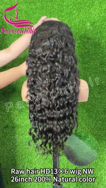 ParksonHair HD Lace 13x6 Human Hair Full Lace Frontal Wigs Natural Wave Human Hair Wig For Women 200% Density