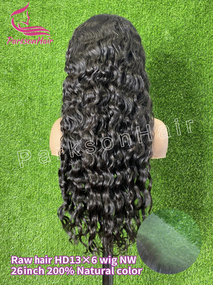 ParksonHair HD Lace 13x6 Human Hair Full Lace Frontal Wigs Natural Wave Human Hair Wig For Women 200% Density