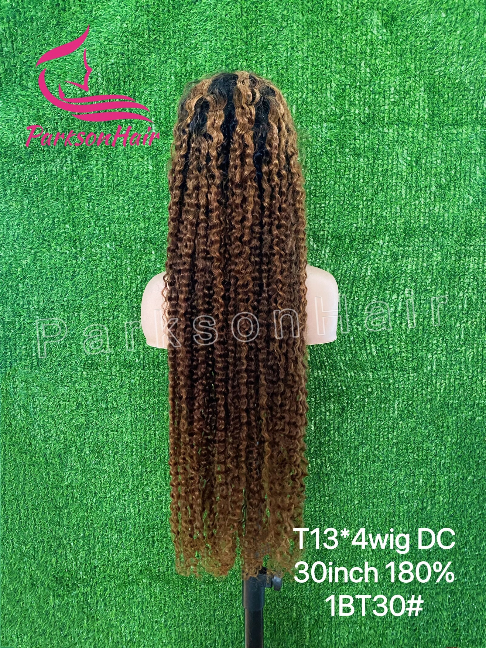 ParksonHair Deep Curly 1b/27 Highlight 13x4 Transpatenr Lace Frontal  Wig 100% Human Hair Curly Wig With Dark Roots