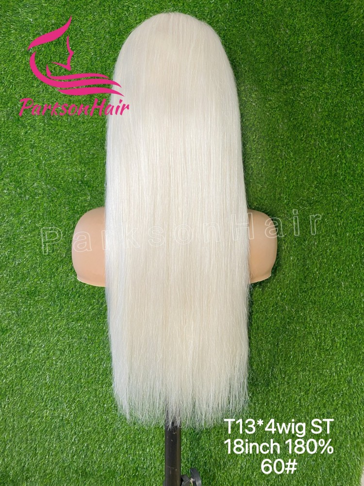 ParksonHair Platinum Blonde Human Hair Wig #60 13x4 HD Full  Lace Frontal Wig Pre-Plucking Transparent Lace Straight Hair Wig