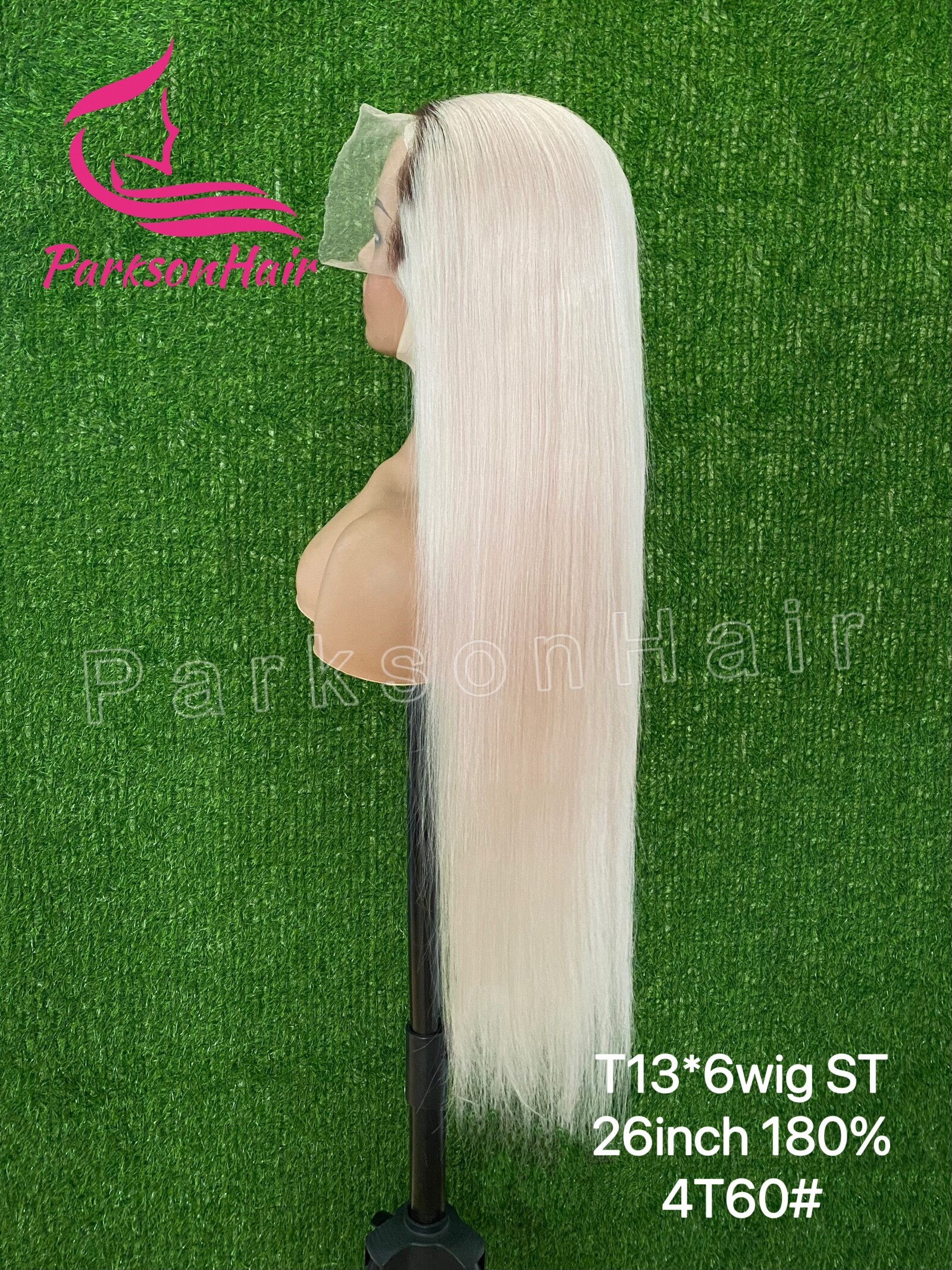 ParksonHair 613 Blonde Colored Human Hair Wig With Dark Roots 180% Density 13x6 13x4 Transparent Regular Lace Front Wig For Women Pre Plucked