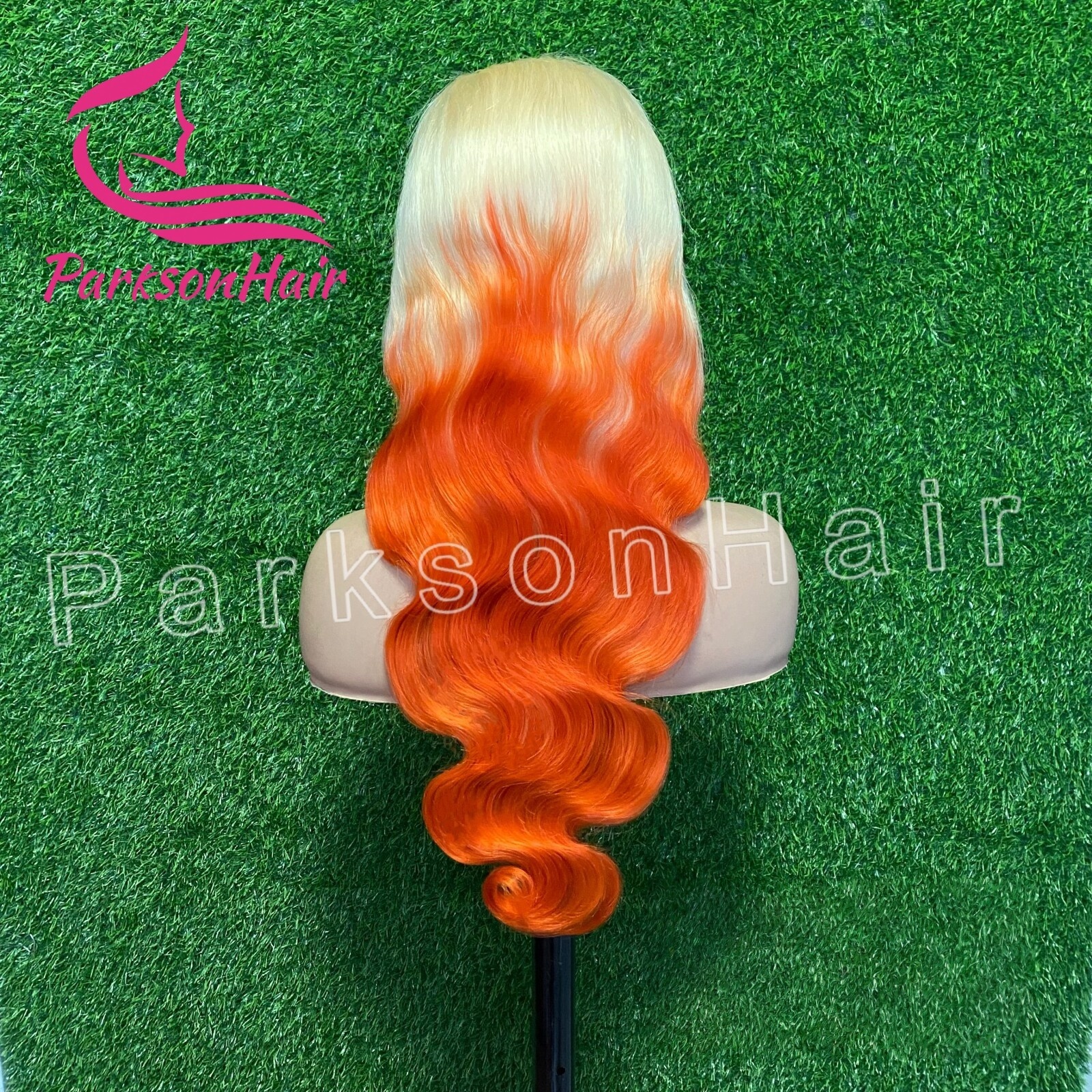 ParksonHair Ombre Blonde Orange Human Hair Wig 13x4 Regular Lace Front Wig Body Wave Colored Blonde Lace Wig