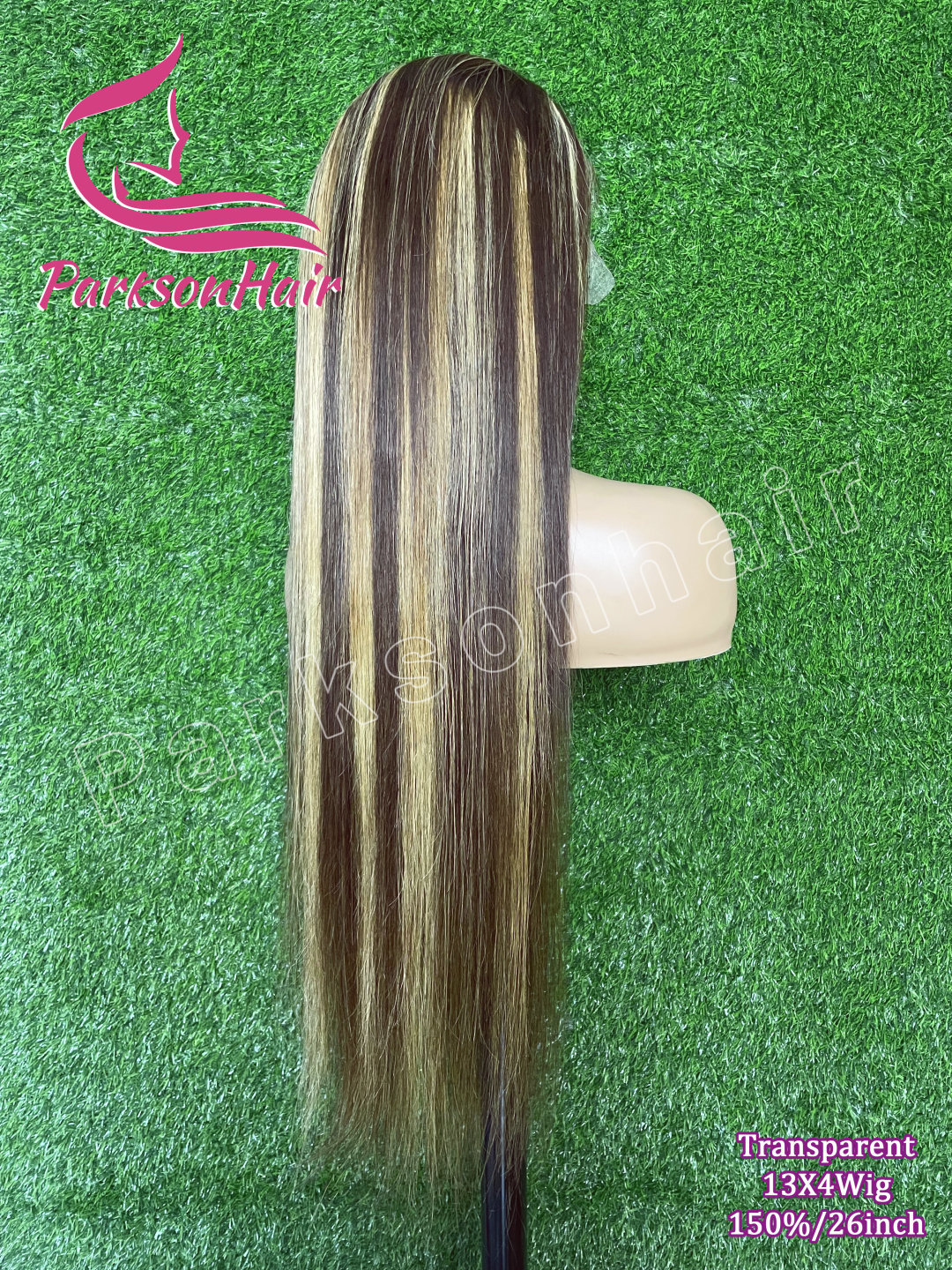 ParksonHair Highlight 4/27 13x4 Transparent Full Lace Frontal  Wigs For Women Pre-Plucking Straight Human Hair Wig 150%