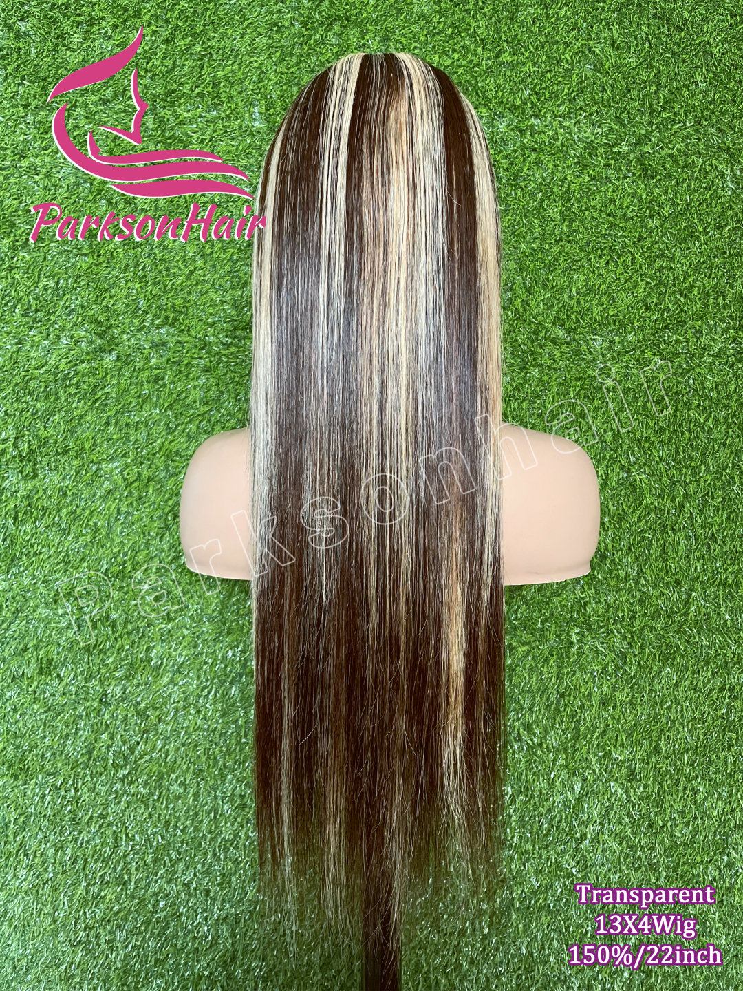ParksonHair Highlight 4/27 13x4 Transparent Full Lace Frontal  Wigs For Women Pre-Plucking Straight Human Hair Wig 150%