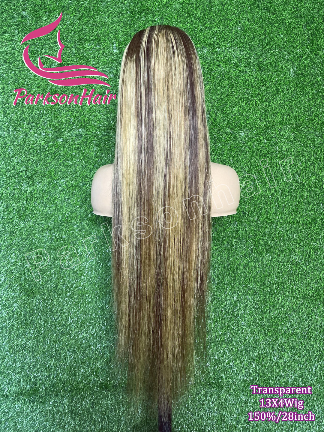 ParksonHair Highlight 4/27 13x4 Transparent Full Lace Frontal  Wigs For Women Pre-Plucking Straight Human Hair Wig 150%