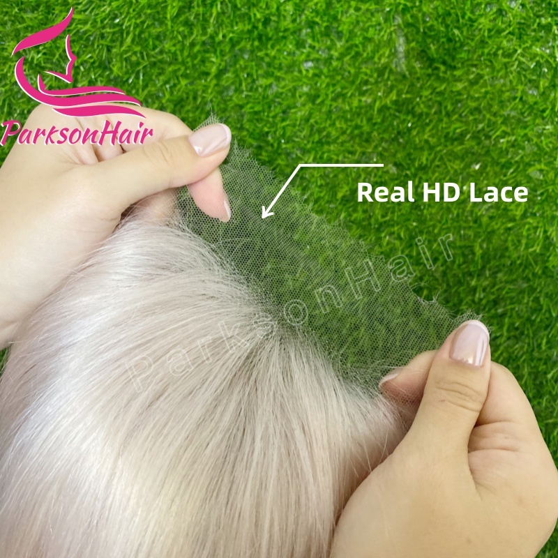 ParksonHair Platinum Blonde Human Hair Wig #60 13x4 HD Full  Lace Frontal Wig Pre-Plucking Transparent Lace Straight Hair Wig
