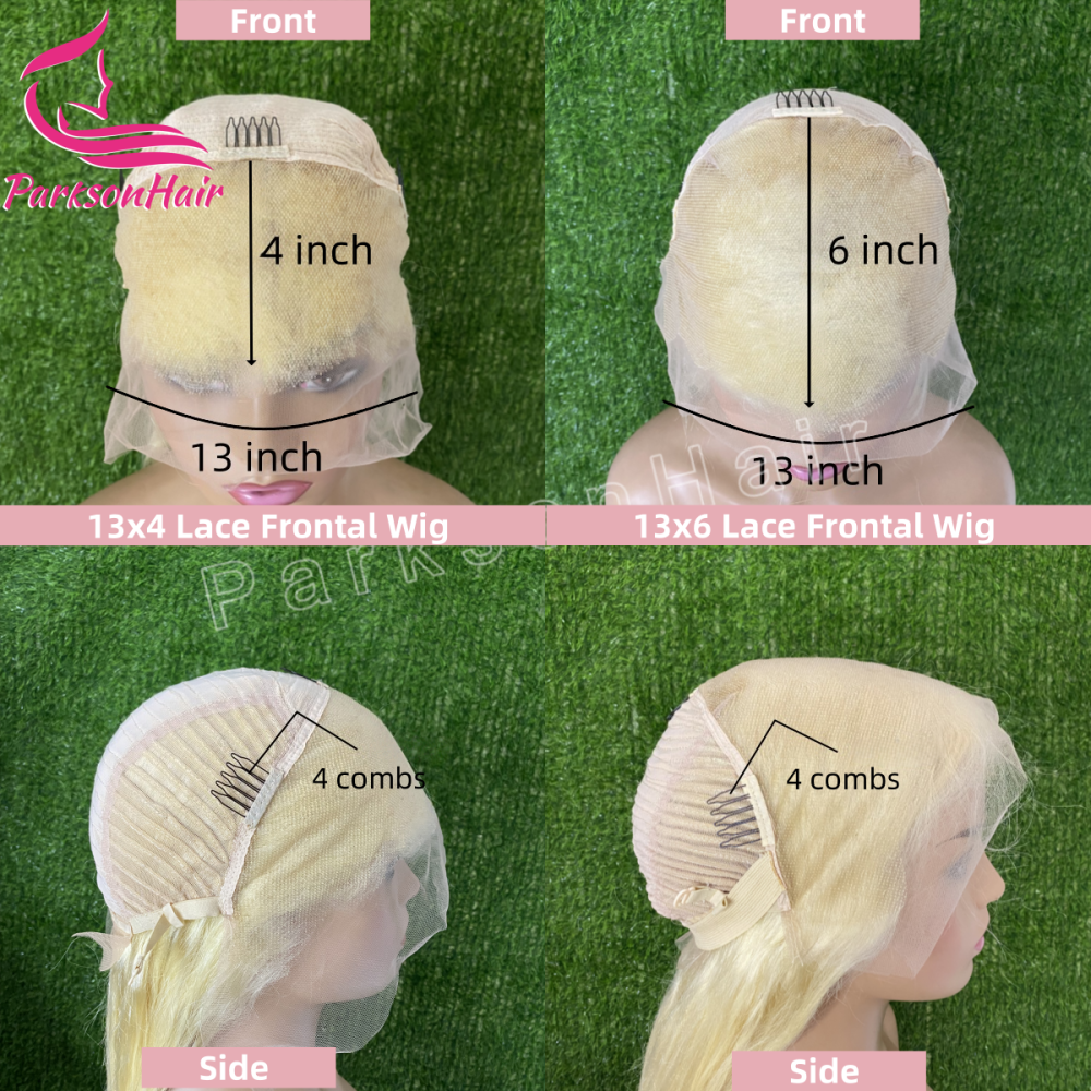 ParksonHair 16-38 Inch Platinum Straight  13x6 13x4 HD Lace Frontal Wig Human Hair Wigs Color 60# Pre-Plucking For Women 180% Density