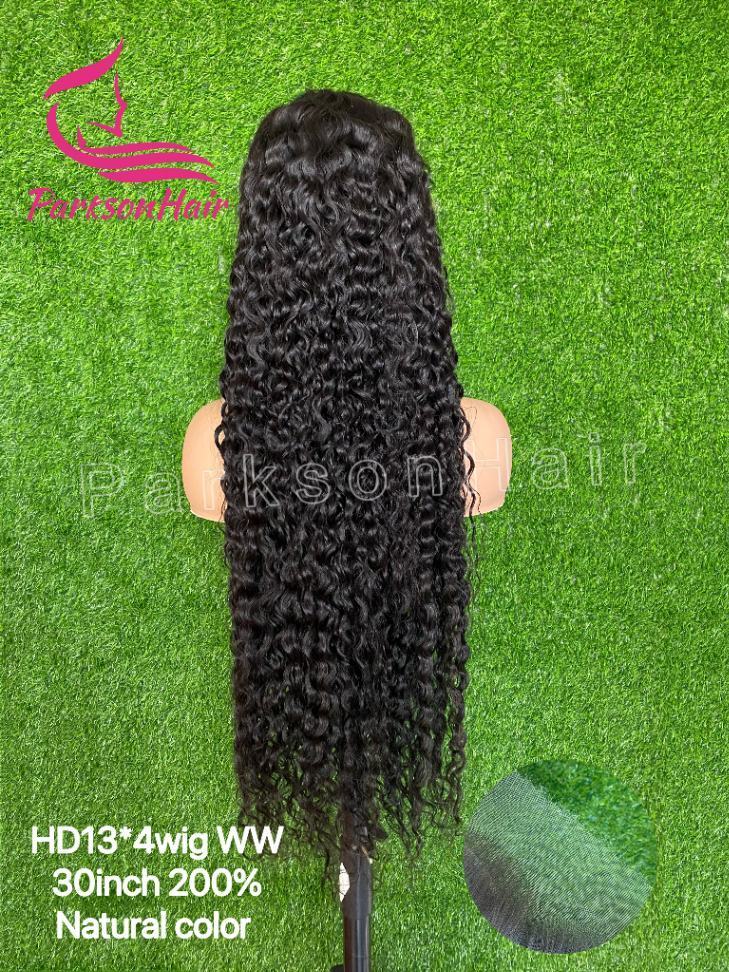 ParksonHair 18-36 Inch Water Wave 13x4 HD Lace Frontal Wigs 200% Density Human Hair Wig For Women Pre Plucked Natural Color HD Lace Wig