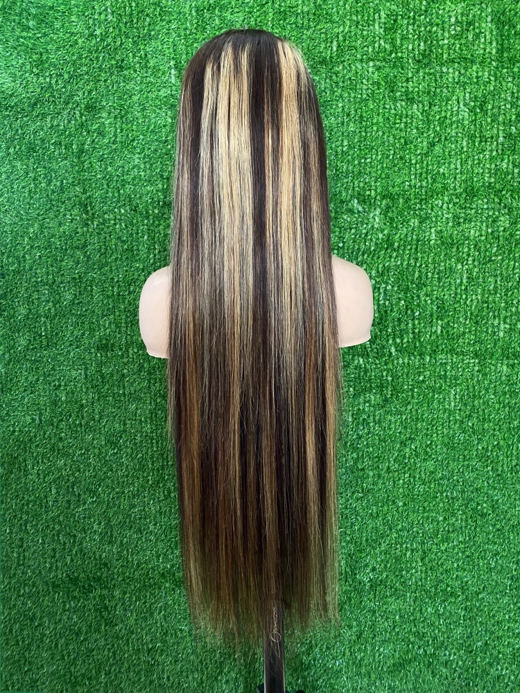 ParksonHair Body Wave 13x4 Highlight Transparent Lace Frontal Human Hair Wigs For Women Pre-Plucking Straight 4/27 Human Hair Wig