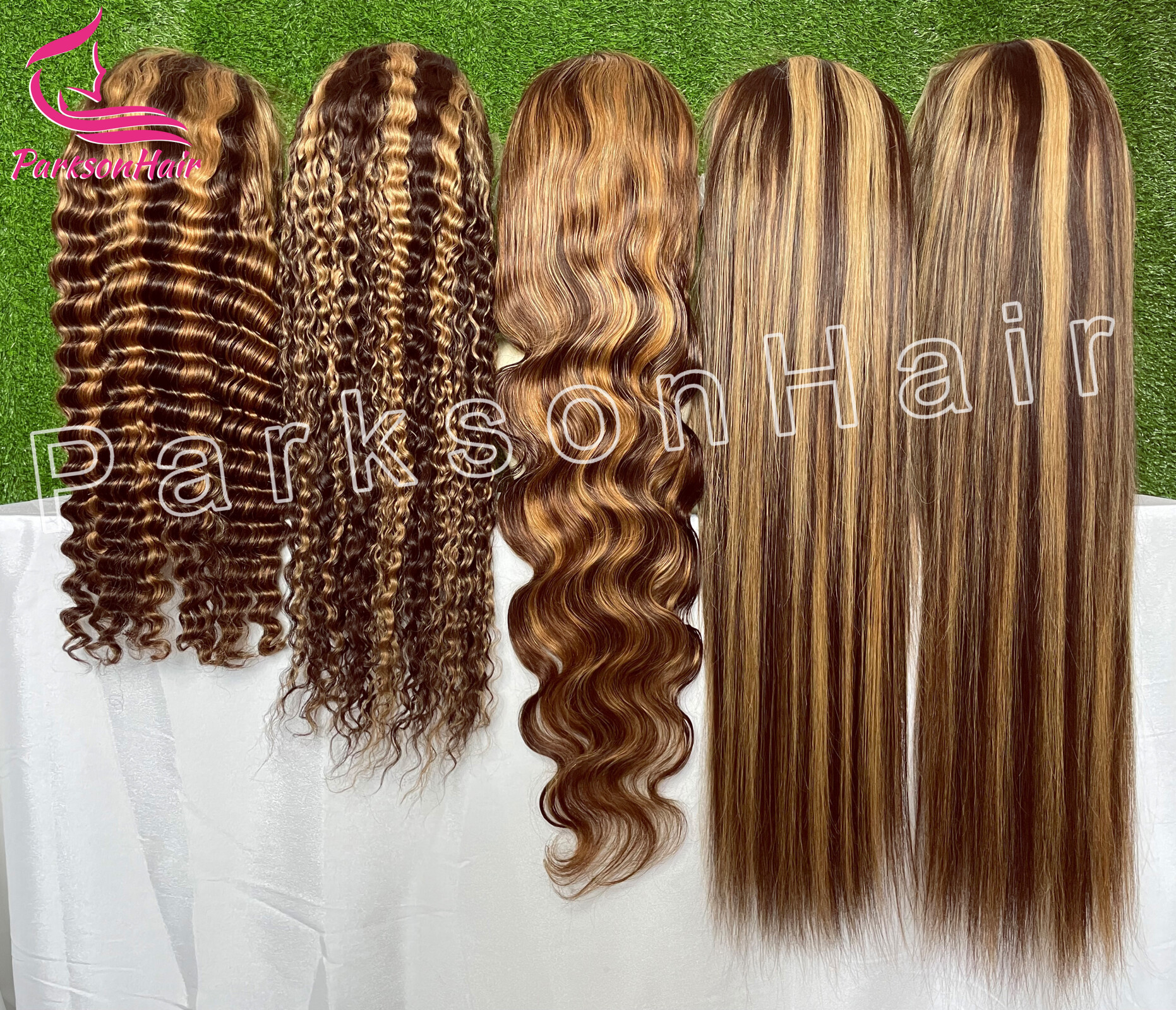 ParksonHair Body Wave 13x4 Highlight Transparent Lace Frontal Human Hair Wigs For Women Pre-Plucking Straight 4/27 Human Hair Wig