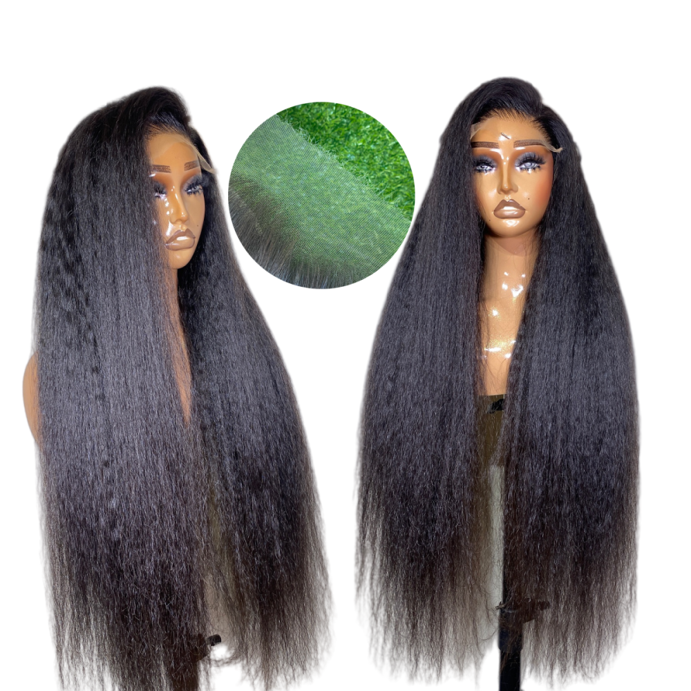 ParksonHair 100% HD Lace 13x4 Full Frontal Human Hair Wig 180% Density Kinky Straight 12A Virgin Hair Wig For Women Pre-Plucking