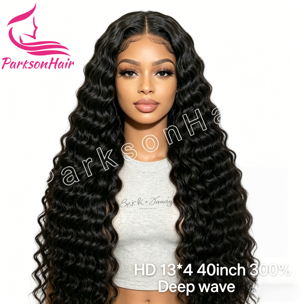 ParksonHair HD Lace 40 inch Deep Wave Human Hair Wig 250% 300% Density 13x4 13x6 Full Frontal Wig For Women Pre-Plucking