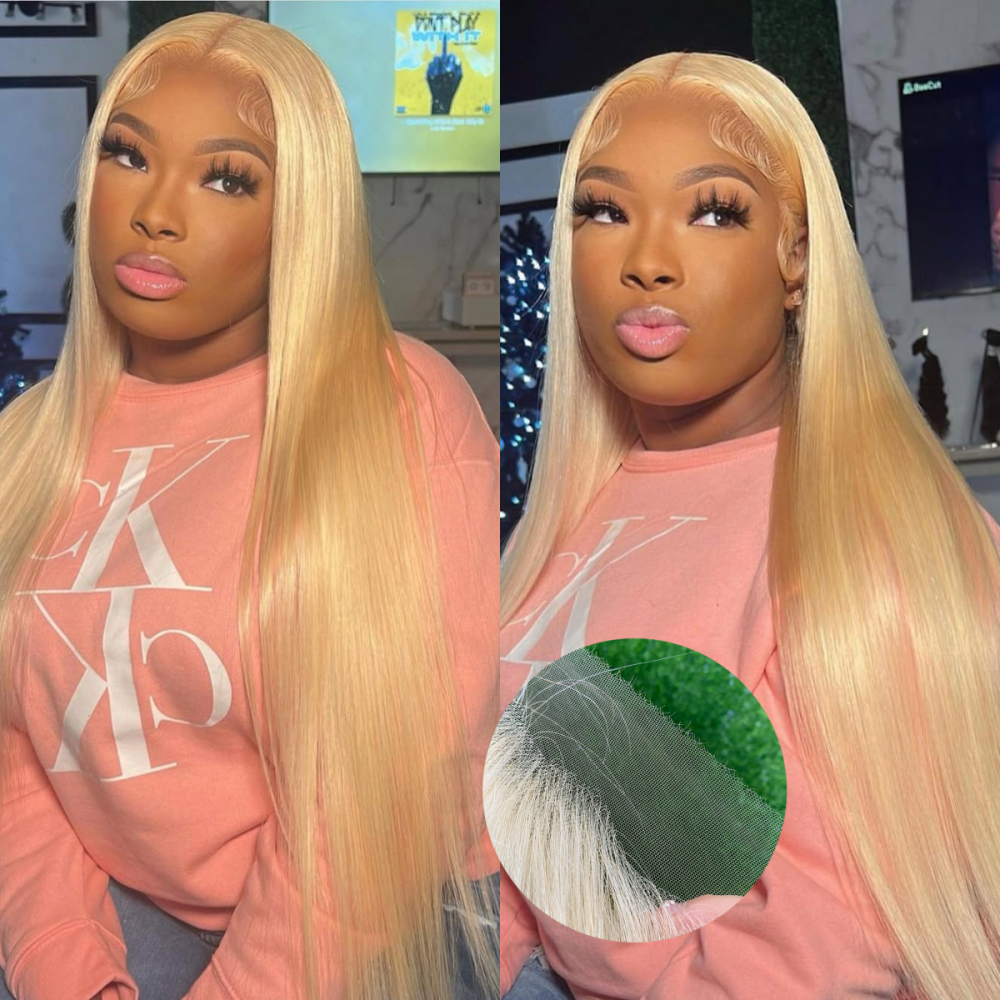 ParksonHair HD 7x5 Glueless Blonde Human Hair Wig Pre-Plucking Straight 613# Swiss Lace Closure Wigs