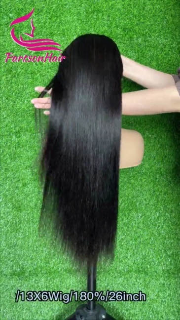 ParksonHair Swiss HD Lace 13x6 Full Lace Frontal Human Hair Wig Pre-Plucking 180% Density Natural Black Straight 12A Virgin Hair Wigs