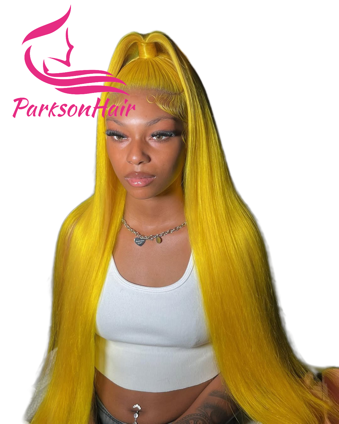 ParksonHair Yellow Colored 13x4 Transparent Lace Front Human Hair Wigs Body Wave Straight Wigs 150% Density