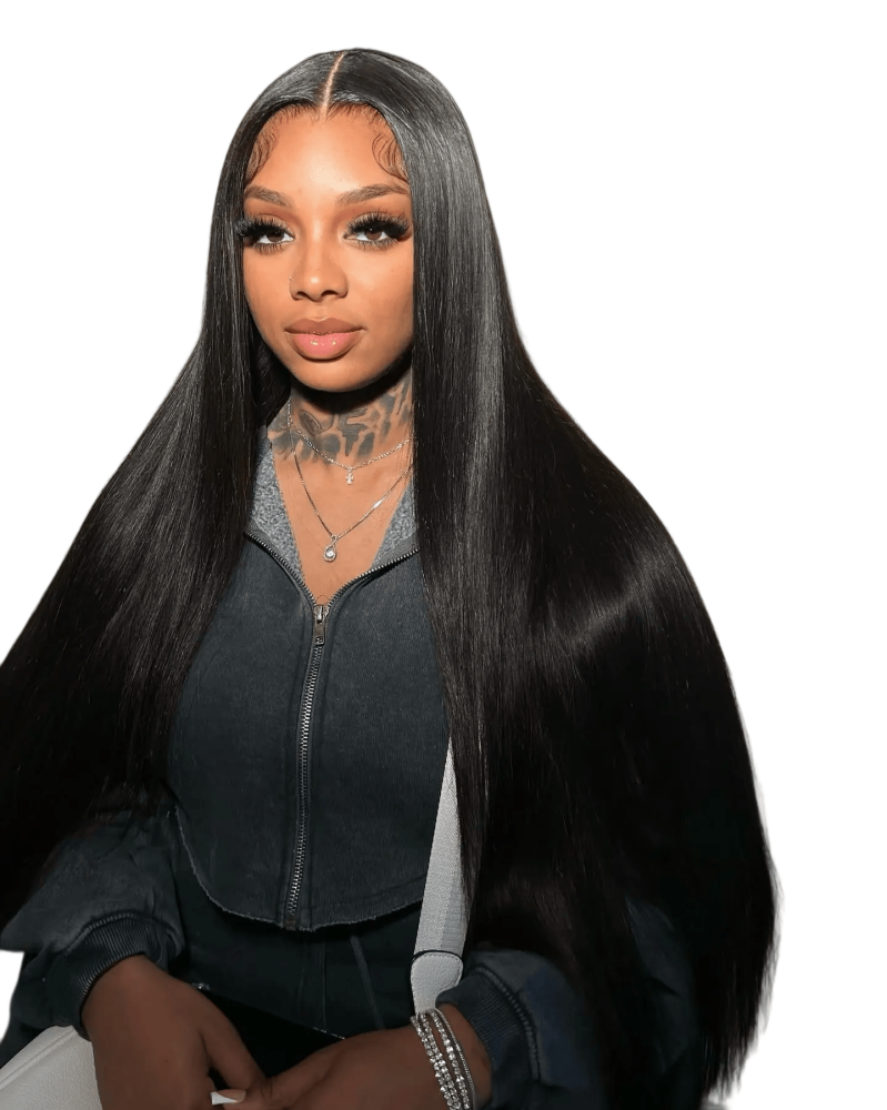 ParksonHair Swiss HD Lace 13x6 Full Lace Frontal Human Hair Wig Pre-Plucking 180% Density Natural Black Straight 12A Virgin Hair Wigs