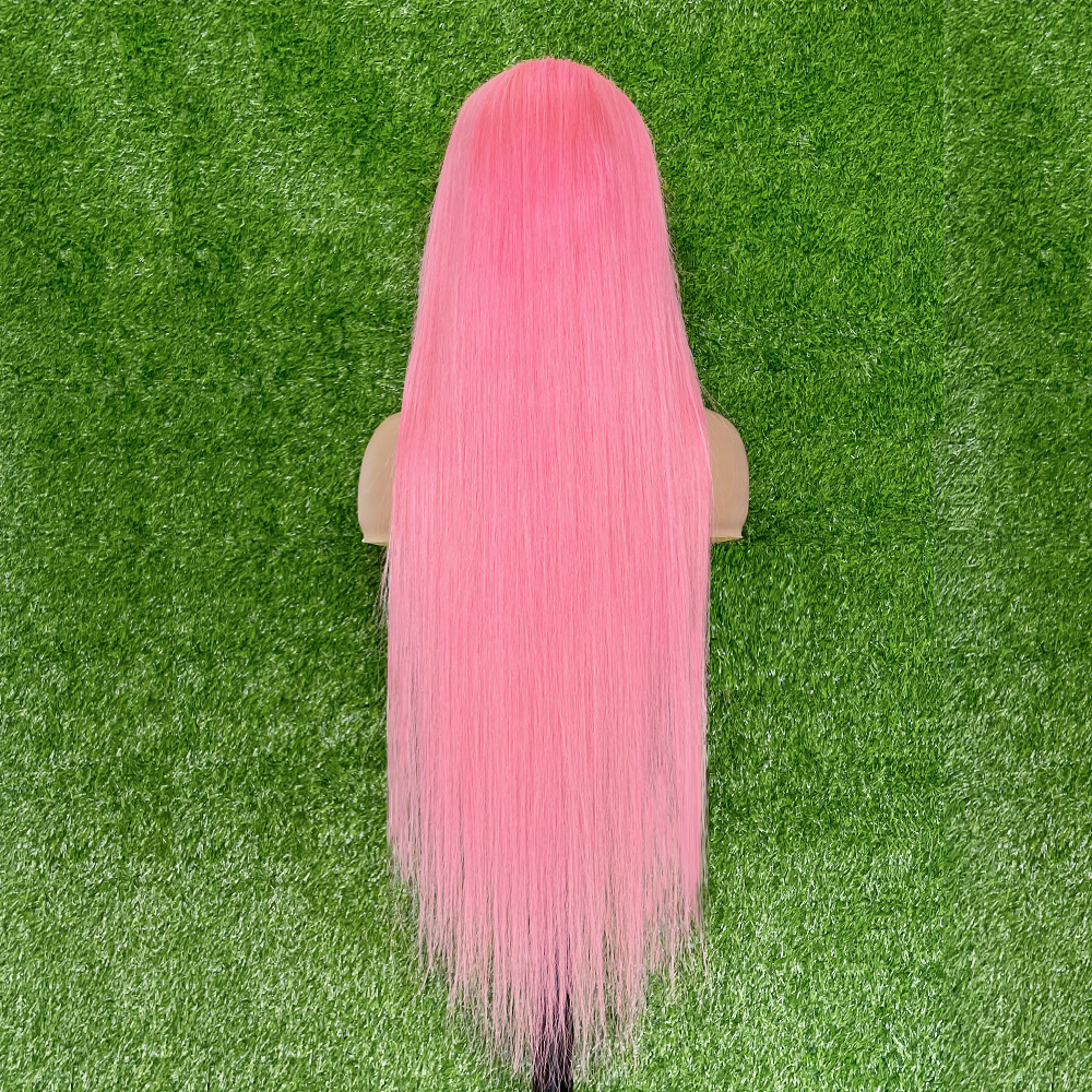 ParksoHair Light Pink Straight Human Hair Wigs Transparent 13x4 Lace Front Wigs 150% Density Pre-Plucking For Women
