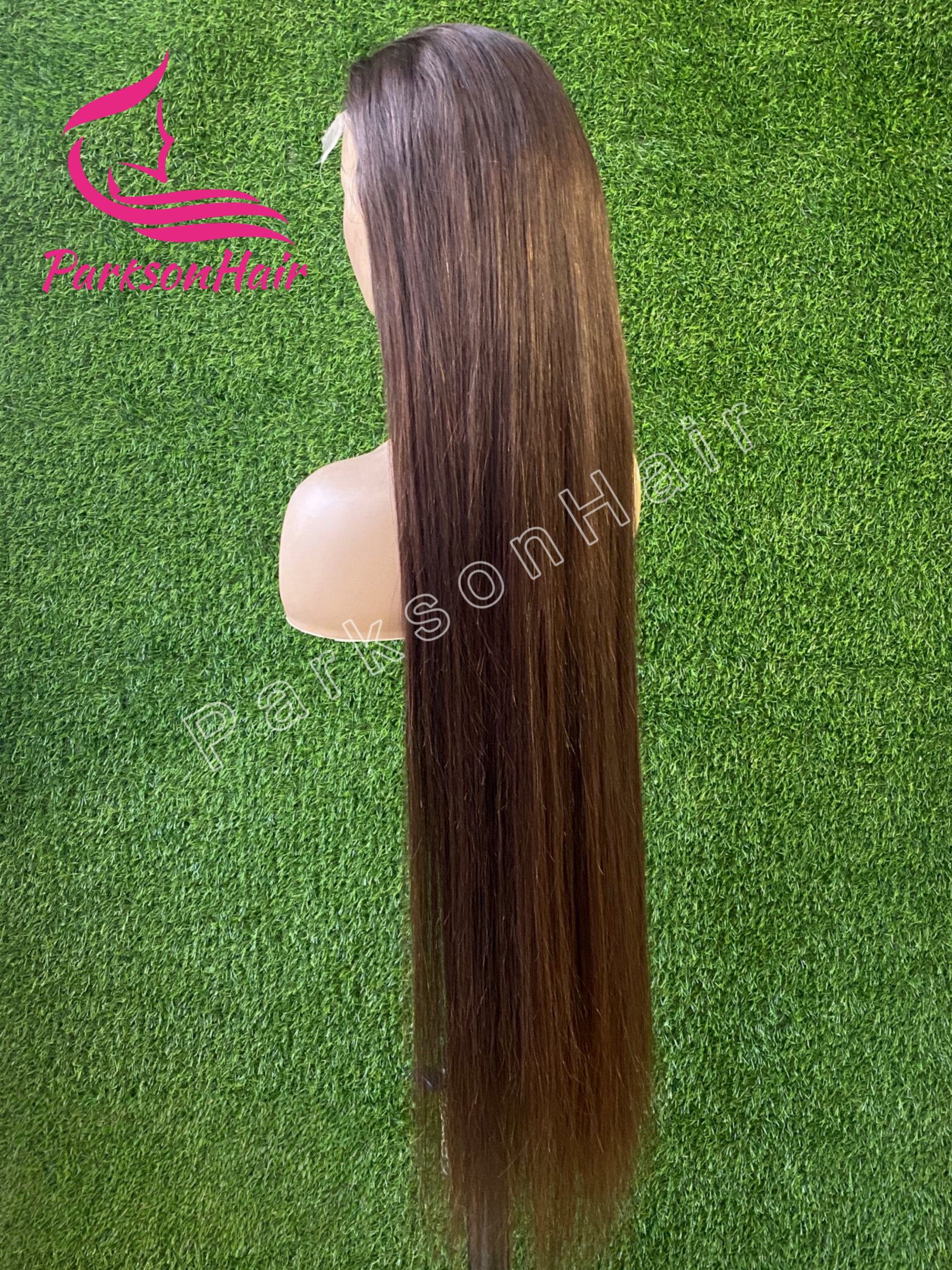 ParksonHair Chocolate Brown Human Hair Wigs 13x4 Transparent Full Lace Frontal Wig Straight Dark Brown Lace Wig Pre-Plucking