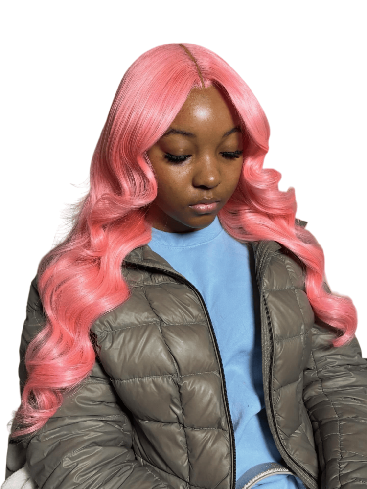 ParksoHair Light Pink Straight Human Hair Wigs Transparent 13x4 Lace Front Wigs 150% Density Pre-Plucking For Women