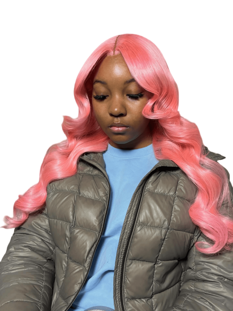 ParksoHair Light Pink Straight Human Hair Wigs Transparent 13x4 Lace Front Wigs 150% Density Pre-Plucking For Women