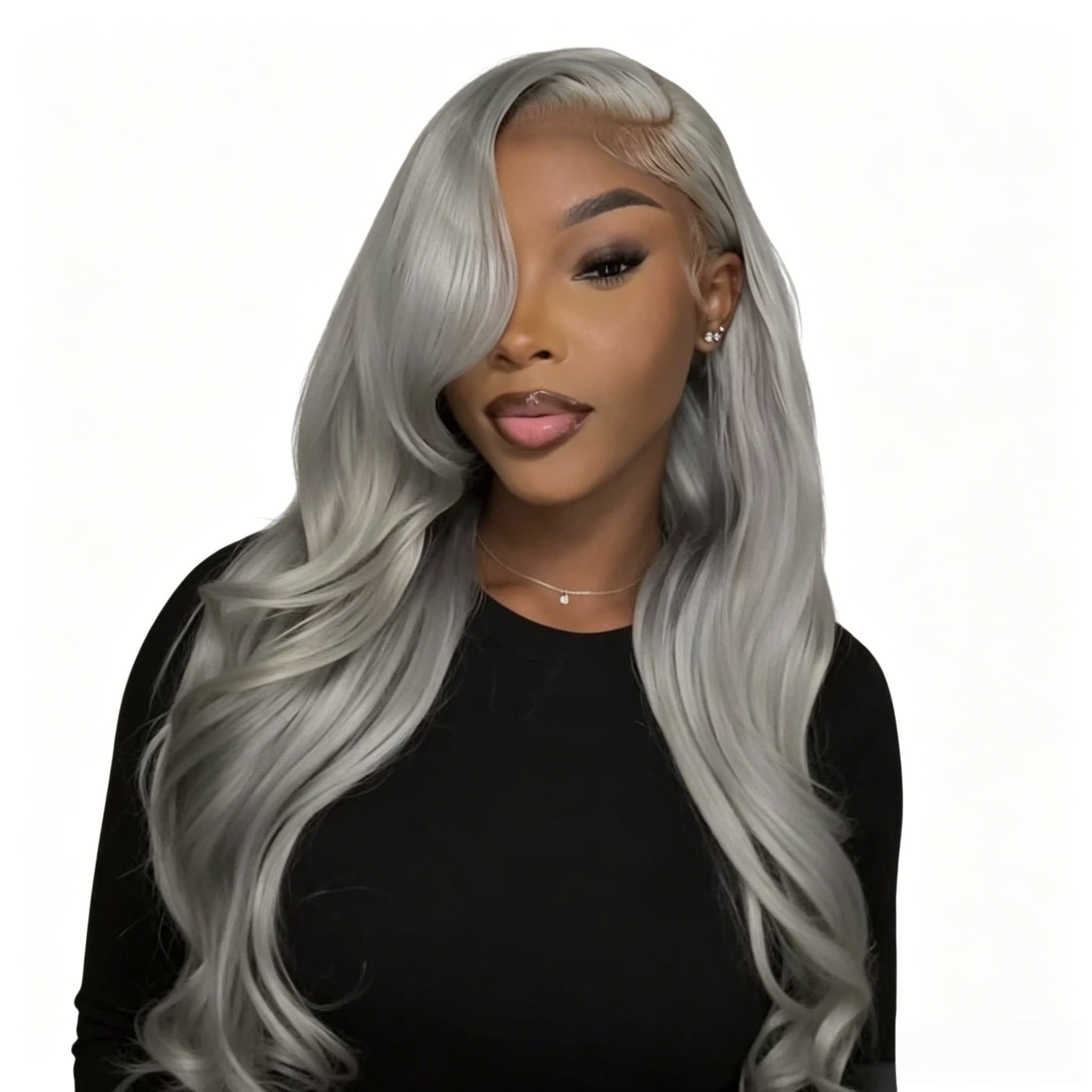 ParksonHair Sliver Grey Body Wave  Human Hair Wig 150% 180% Density 13x4 Regular Lace Front Wigs 16in-32in