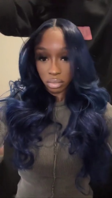 ParksonHair  MIdnight Blue Transparent 13x4 Full Lace Frontal Human Hair Wig Pre-Plucking Straight 180% Density Dark Blue Wigs