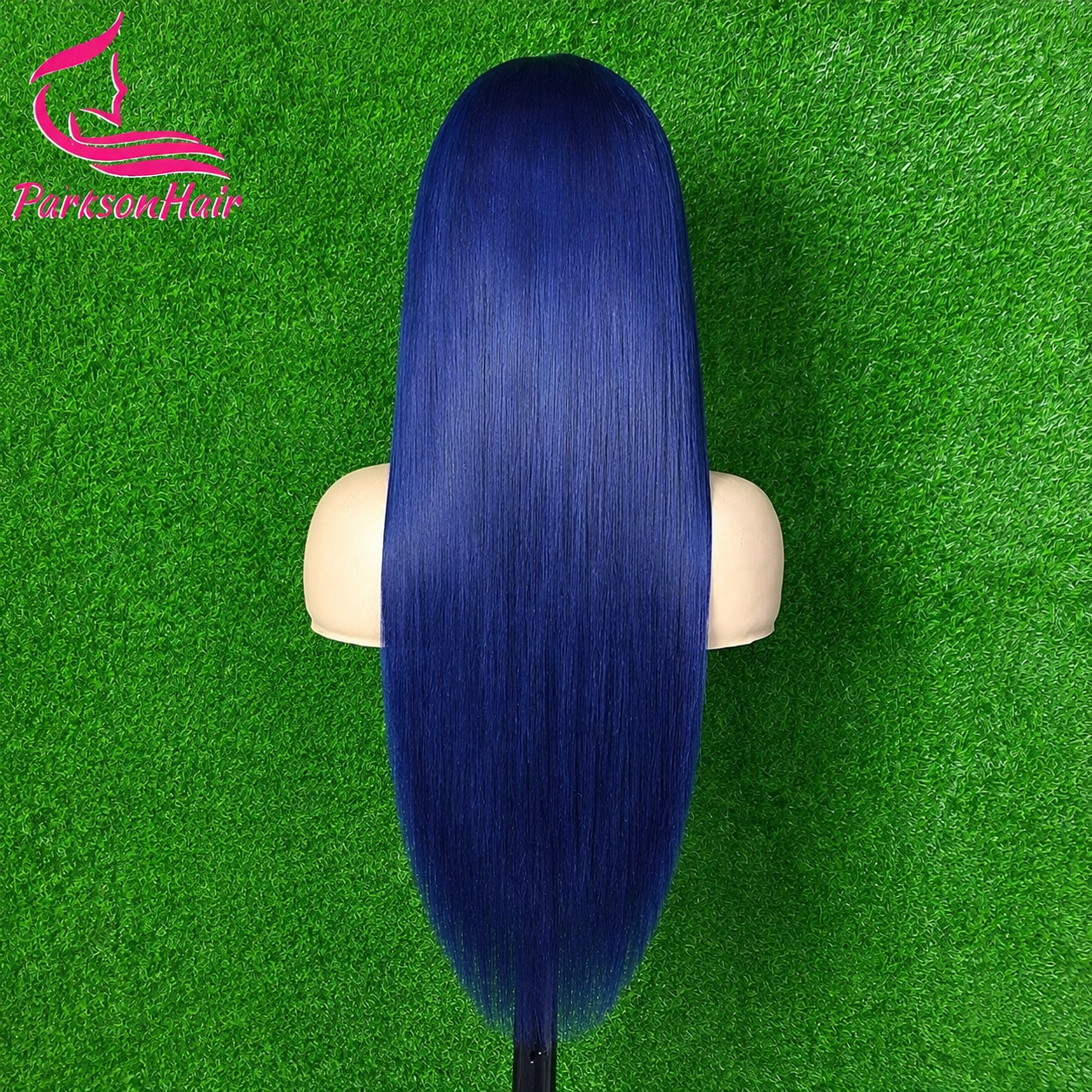 ParksonHair  MIdnight Blue Transparent 13x4 Full Lace Frontal Human Hair Wig Pre-Plucking Straight 180% Density Dark Blue Wigs