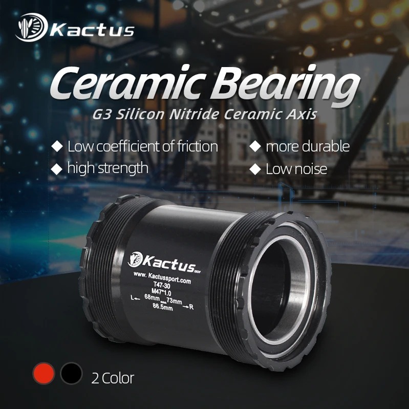 KACTUS T47 Bottom Bracket Ceramic 86.5mm Shell - Threaded for Gravel/road - fit for SRAM Rival22 Crankset 30MM Cranks