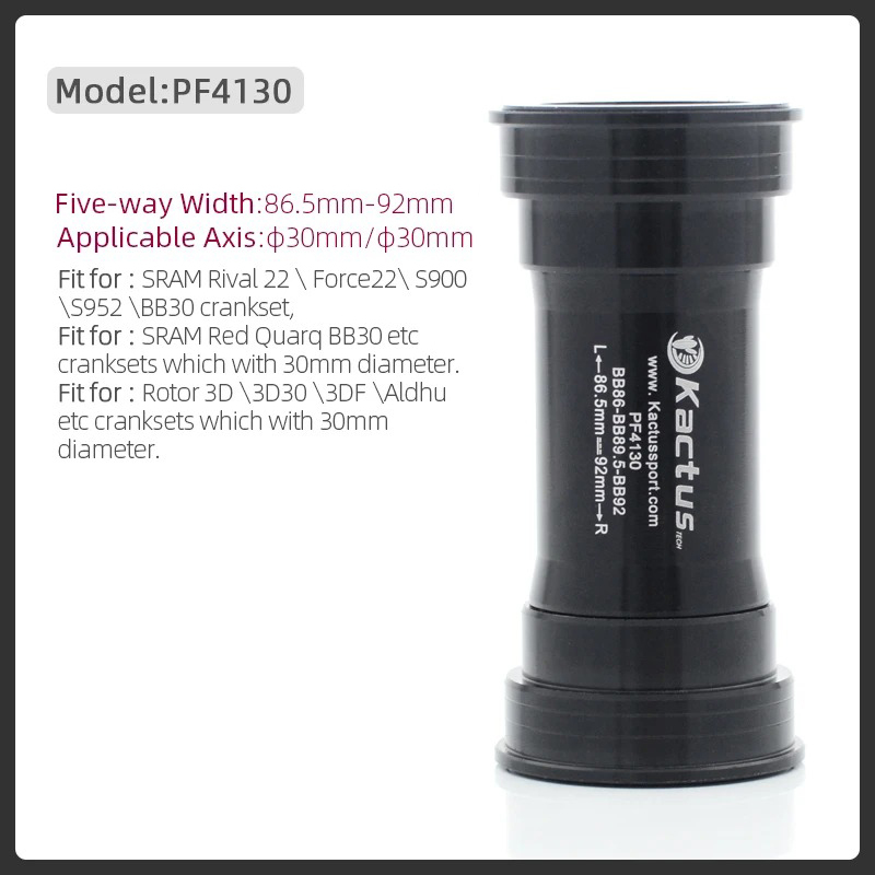 KACTUS BB92 / BB86 Ceramic Bottom Bracket 30mm - For SRAM Rotor BB30 Crankset