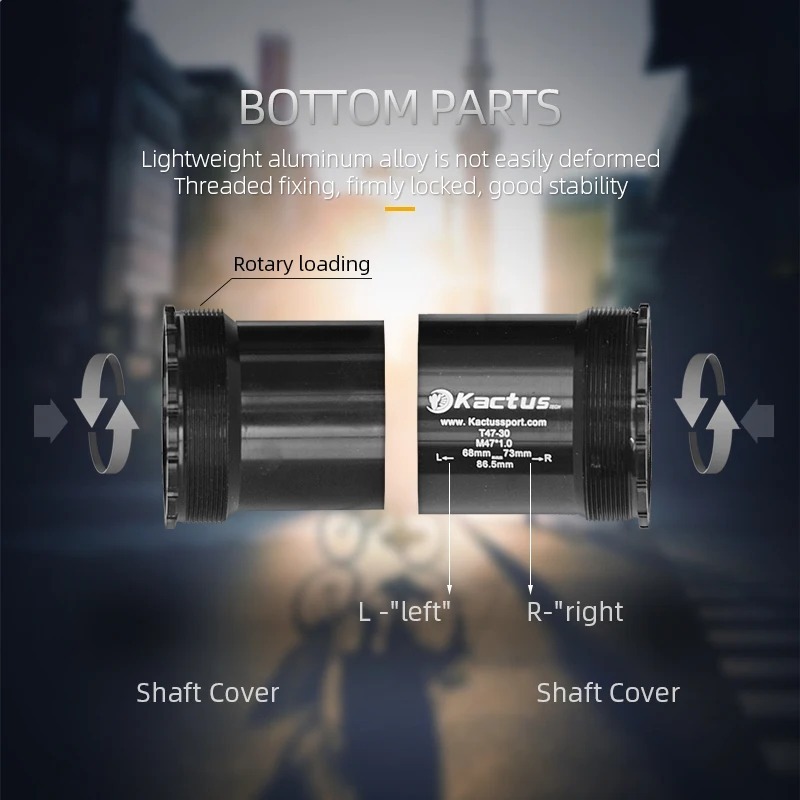 KACTUS T47 Bottom Bracket Ceramic 86.5mm Shell - Threaded for Gravel/road - fit for SRAM Rival22 Crankset 30MM Cranks