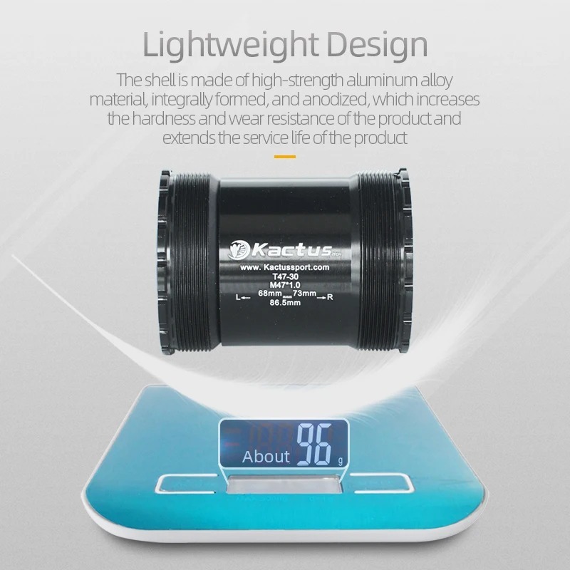 KACTUS T47 Bottom Bracket Ceramic 86.5mm Shell - Threaded for Gravel/road - fit for SRAM Rival22 Crankset 30MM Cranks