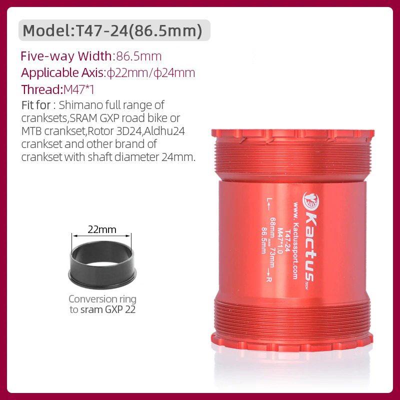 KCATUS T47-24 Bicycle BB 86.5mm shell ceramic bottom bracket - fit for Shimano 24mm Crankset - For Threaded Frames