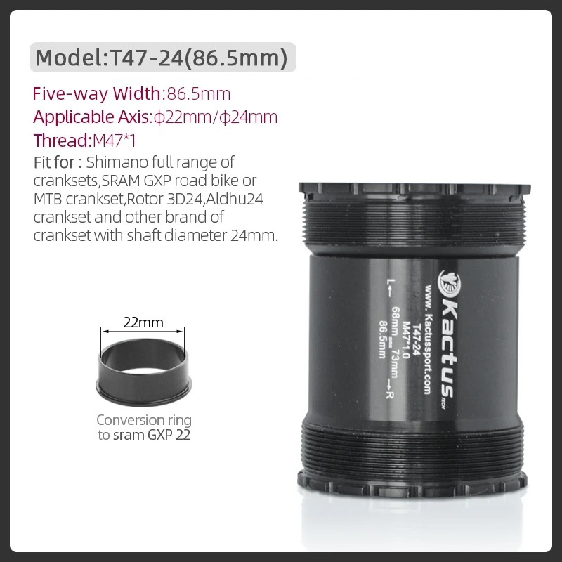 KCATUS T47-24 Bicycle BB 86.5mm shell ceramic bottom bracket - fit for Shimano 24mm Crankset - For Threaded Frames