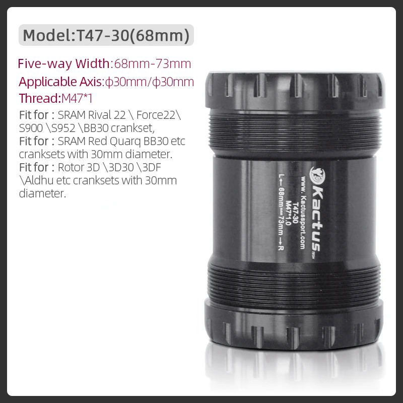KACTUS T47 68/73mm Ceramic Bicycle bottom brackets - fit for SRAM BB30 Rotor 30mm Cranks