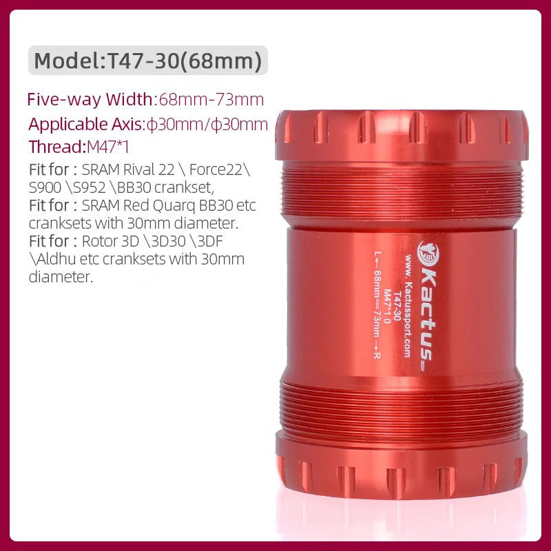 已修改完成KACTUS T47 68/73mm Ceramic Bicycle bottom brackets - fit for SRAM BB30 Rotor 30mm Cranks