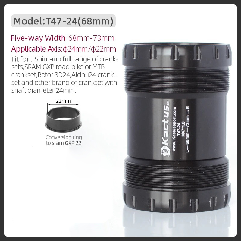 已修改完成KACTUS T47 Bottom Bracket Ceramic - Threaded 68/73mm - 24MM for Shimano Hollowtech 2 crank