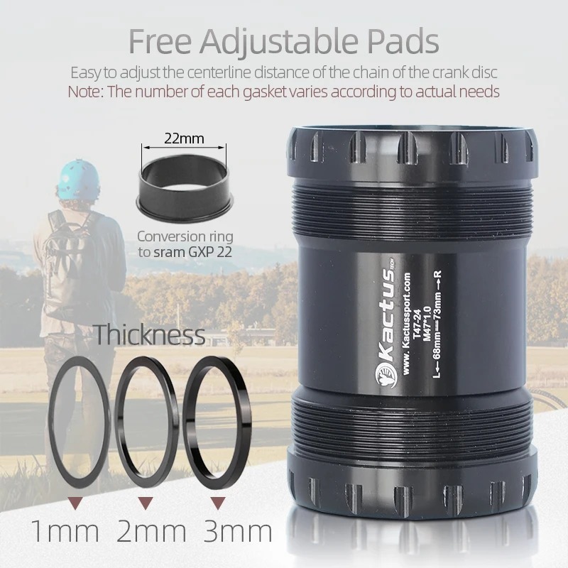 已修改完成KACTUS T47 Bottom Bracket Ceramic - Threaded 68/73mm - 24MM for Shimano Hollowtech 2 crank