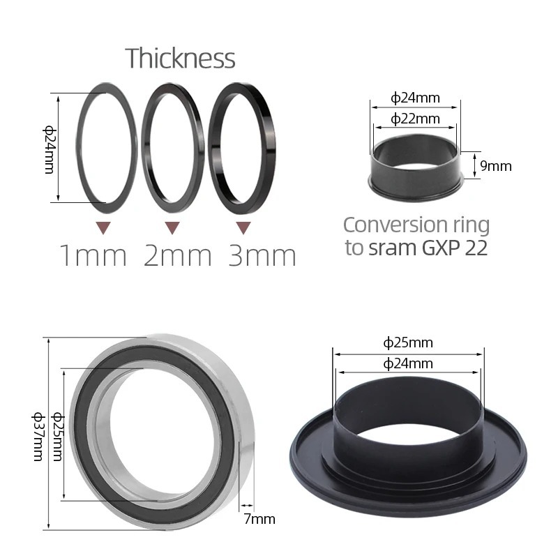 不修改完成KACTUS Bottom Brackets Cycling BB90 fit for TREK - Press in diameter φ37 - fit for Sram gxp 24mm cranksets