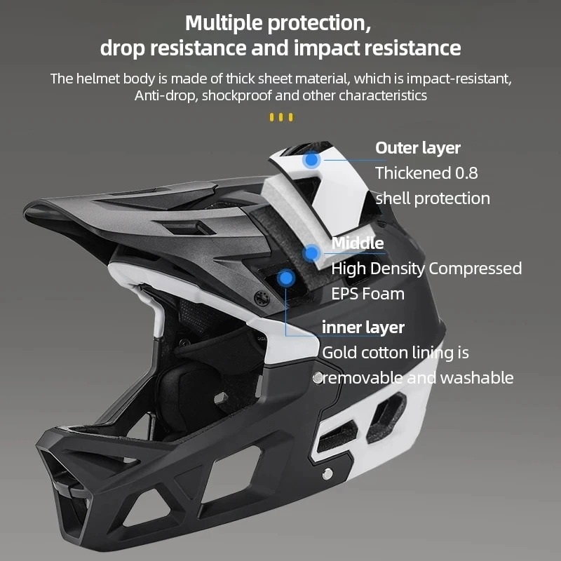 Full Face MTB Cycling Helmet - for Man Adult - DH BMX Off-Road - Ultralight CE Safety Ciclismo