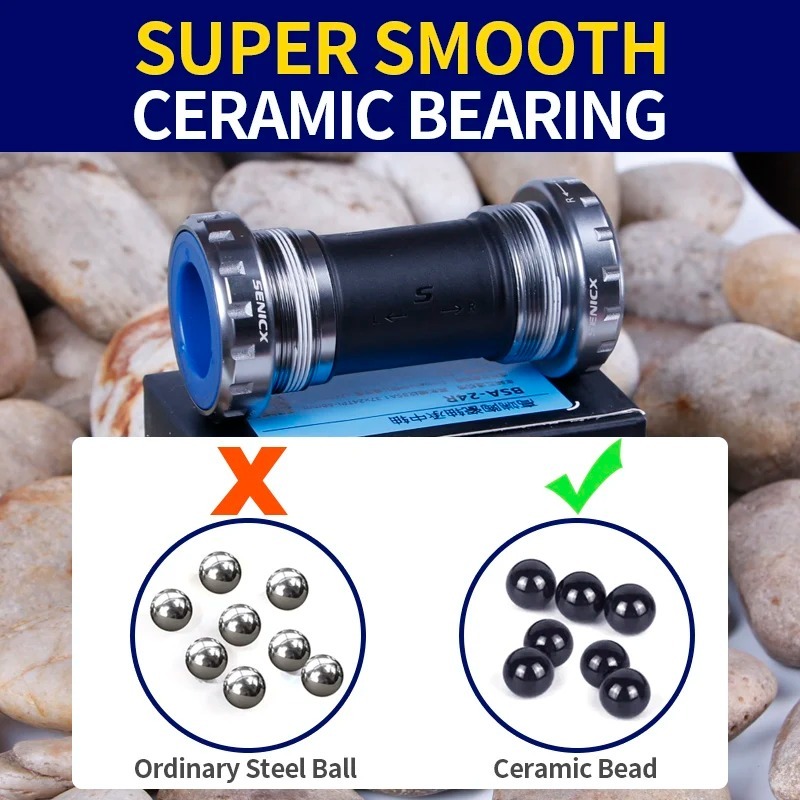 SENICX BSA Thread Road Bike Central Movement Ceramic - Suitable for Shimano Crankset 24mm Axis